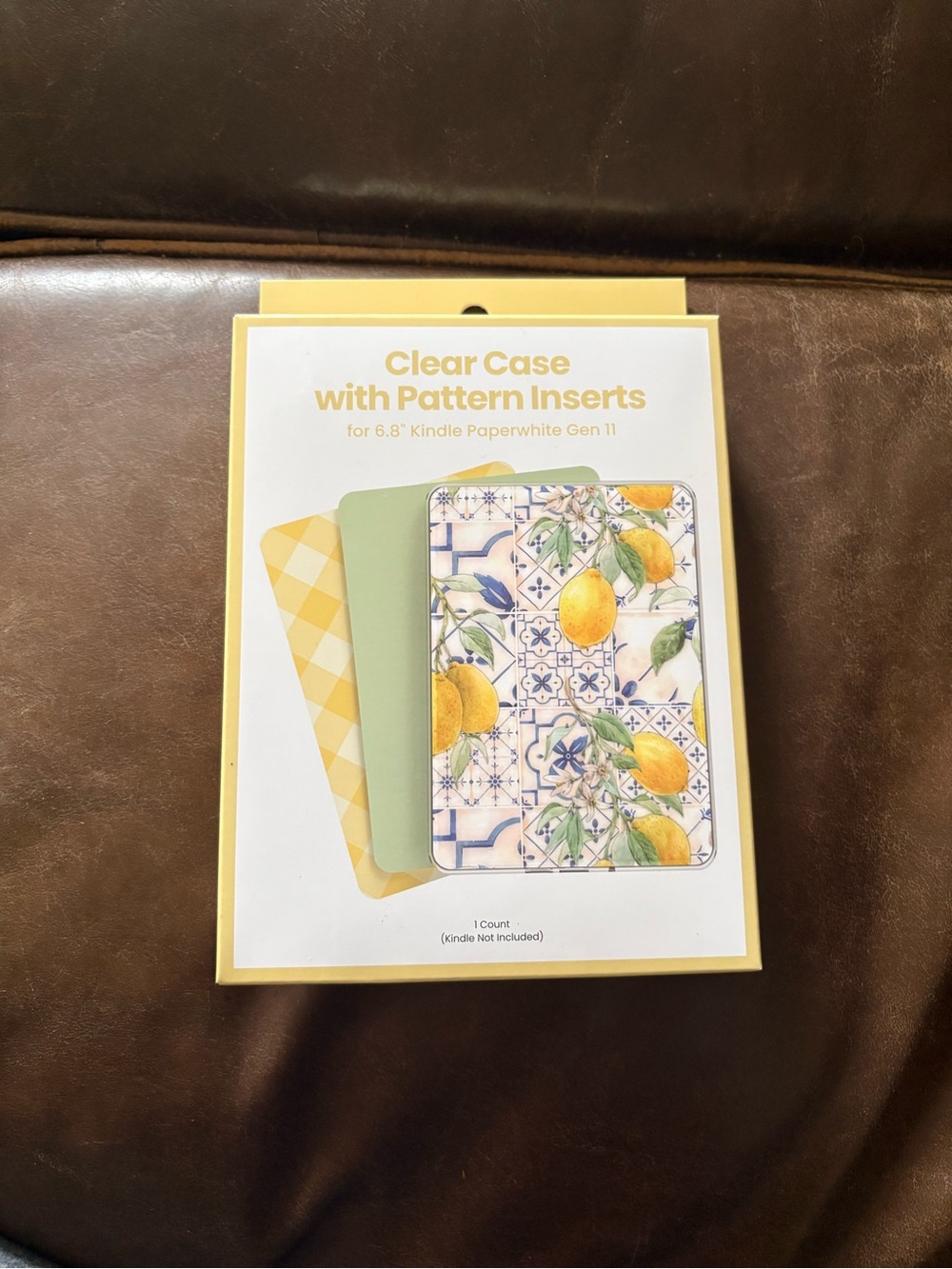 Clear Case with Pattern Inserts for 6.8" Kindle - Lemon Tile Design